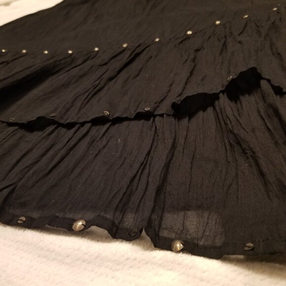 NWT 100% Cotton Black Maxi Skirt Studded Ruffle Tiered Long Addition Elle XLarge - Picture 4 of 15